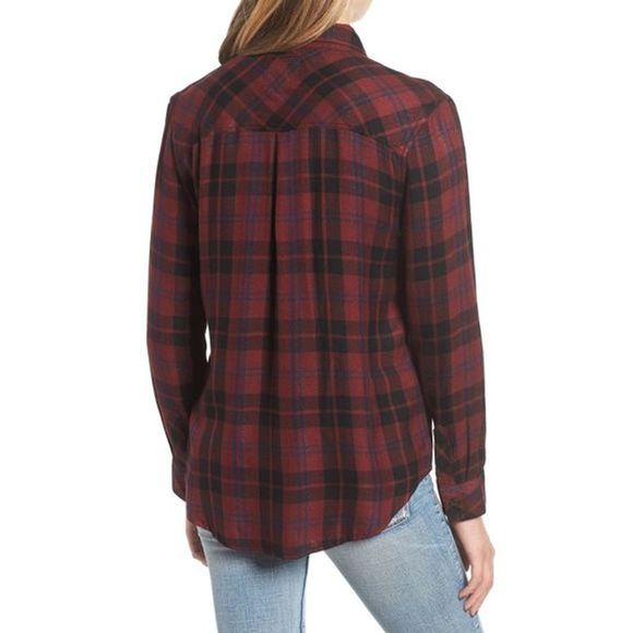 COPY - Rails Hunter Red Button Down Glittery Plaid Shirt - Picture 4 of 12